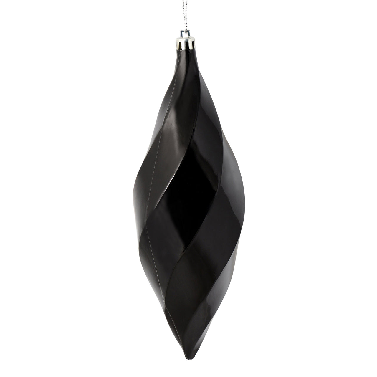 8" Black Shiny Swirl Finial