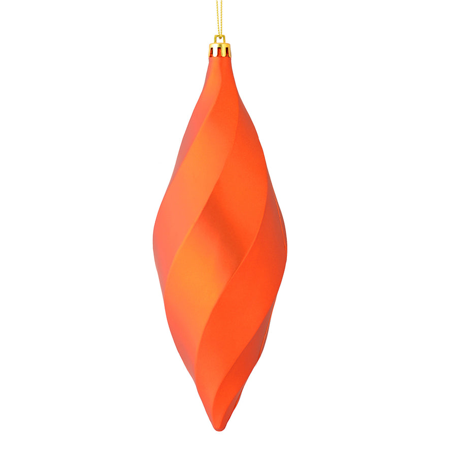 8" Burnish Orange Matte Swrl Finial