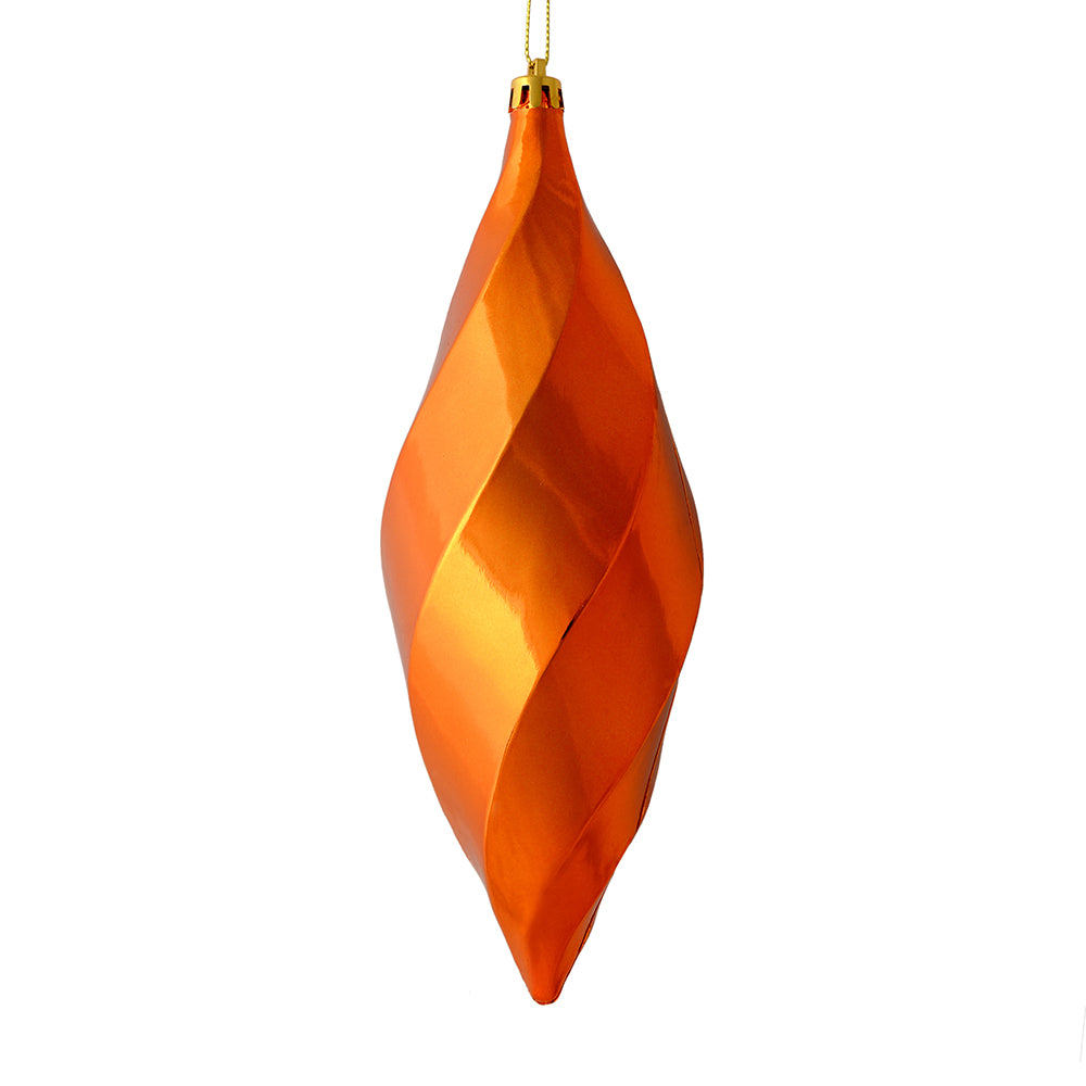 8" Burnish Orange Shiny Swrl Finial