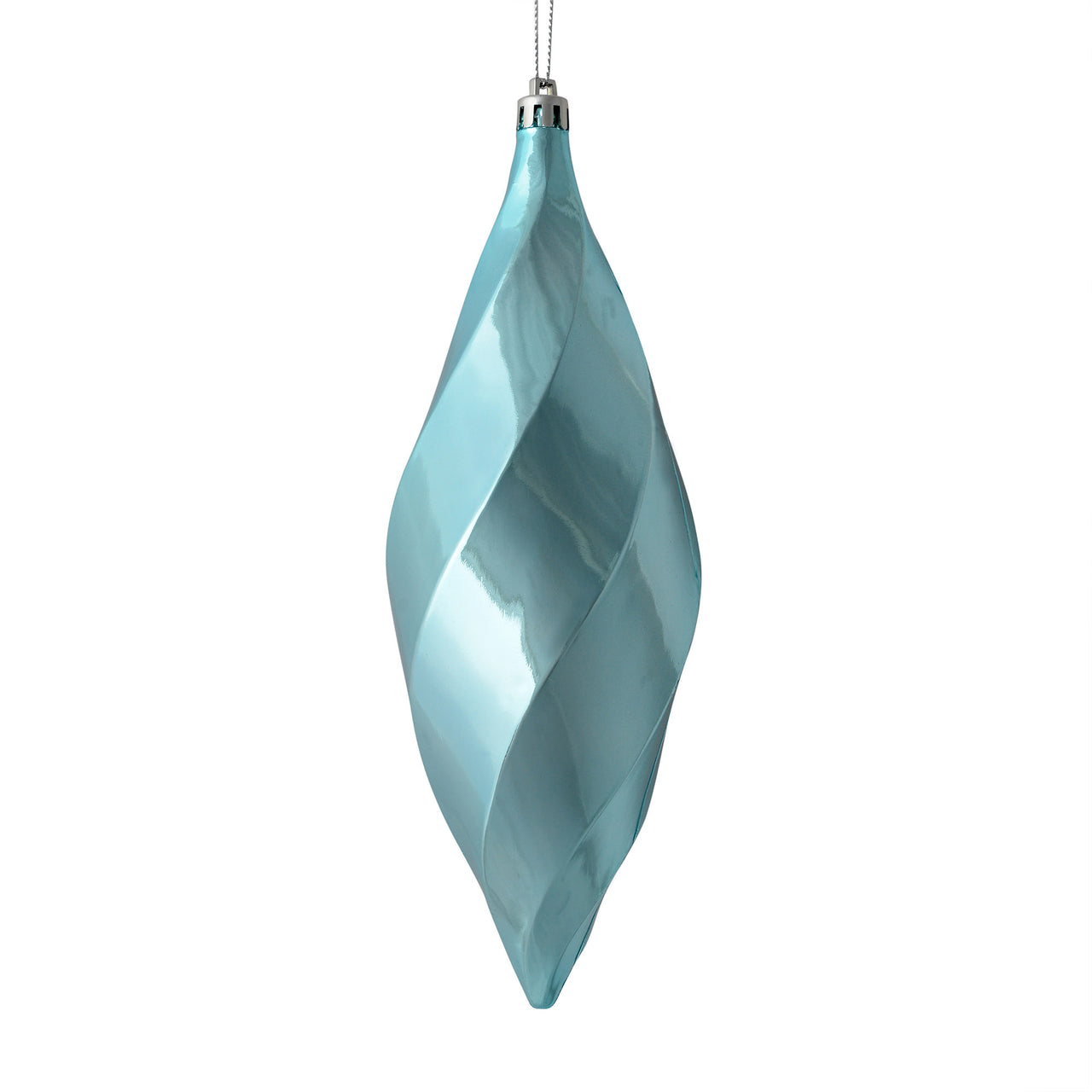 8" Baby Blue Shiny Swirl Finial