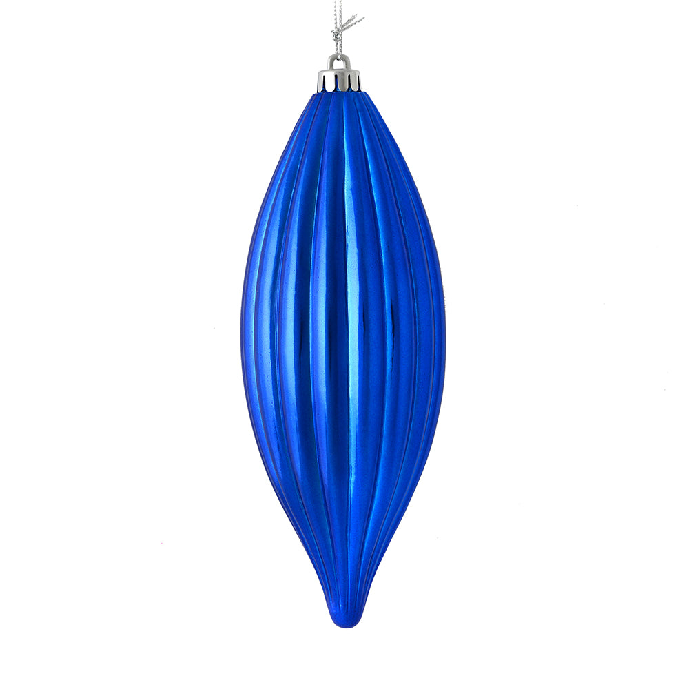 8" Blue Shiny Line Finial