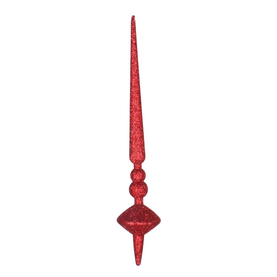 12" Red Glitter Cupola Finial
