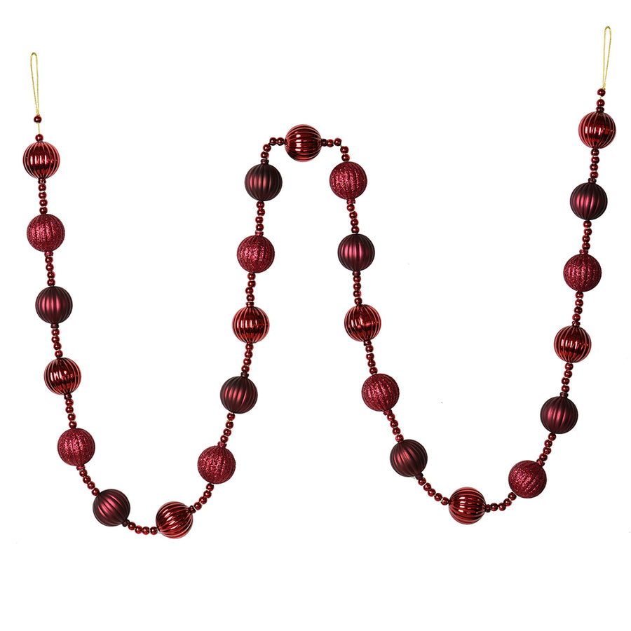 6' Wine Stripe Ball Ornament Garland