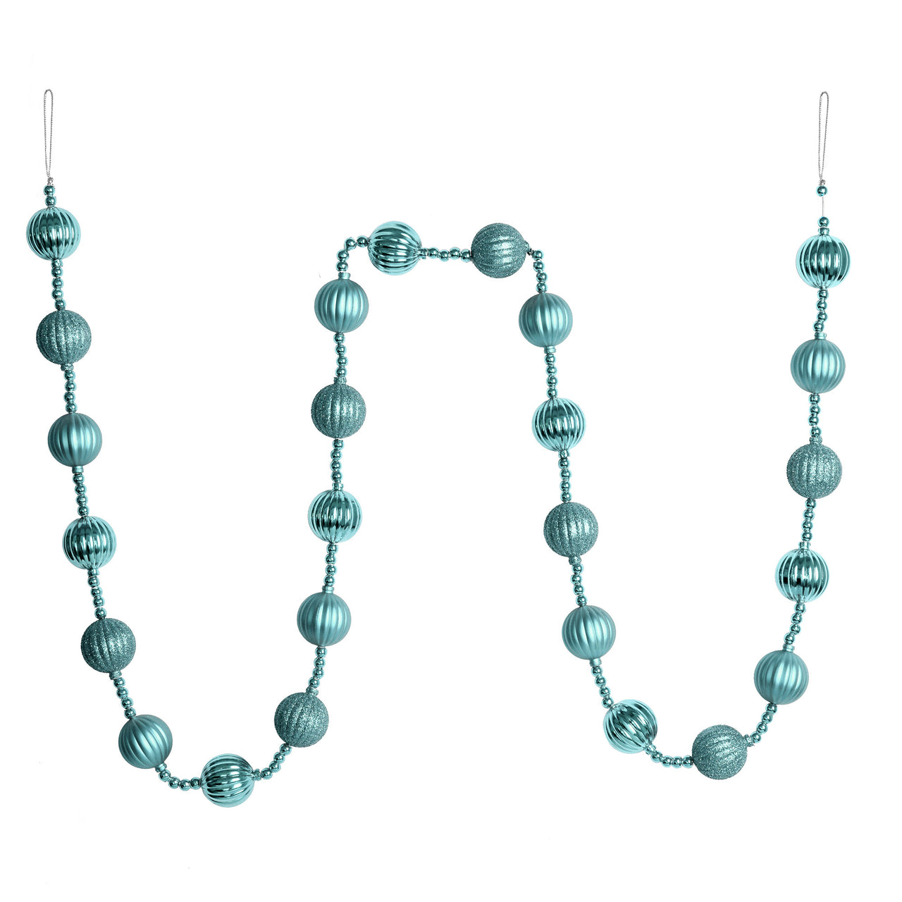 6' Baby Blue Stripe Ball Ornamnt Garland