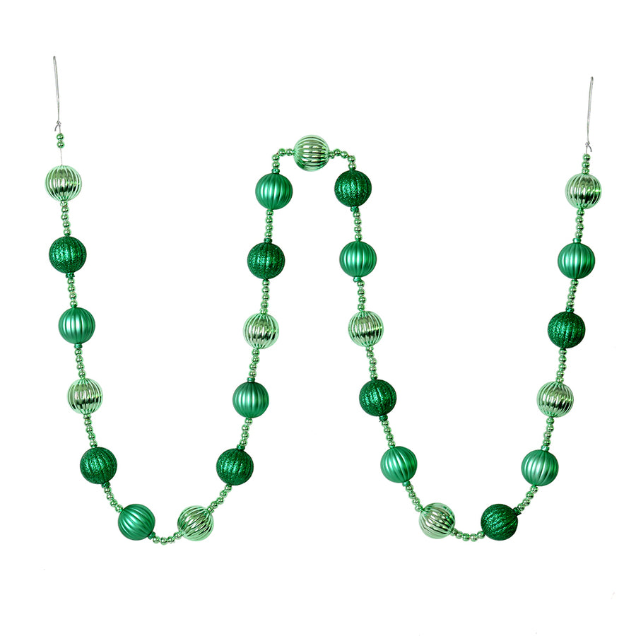 6' Seafm Green Stripe Ball Ornmnt Garlnd