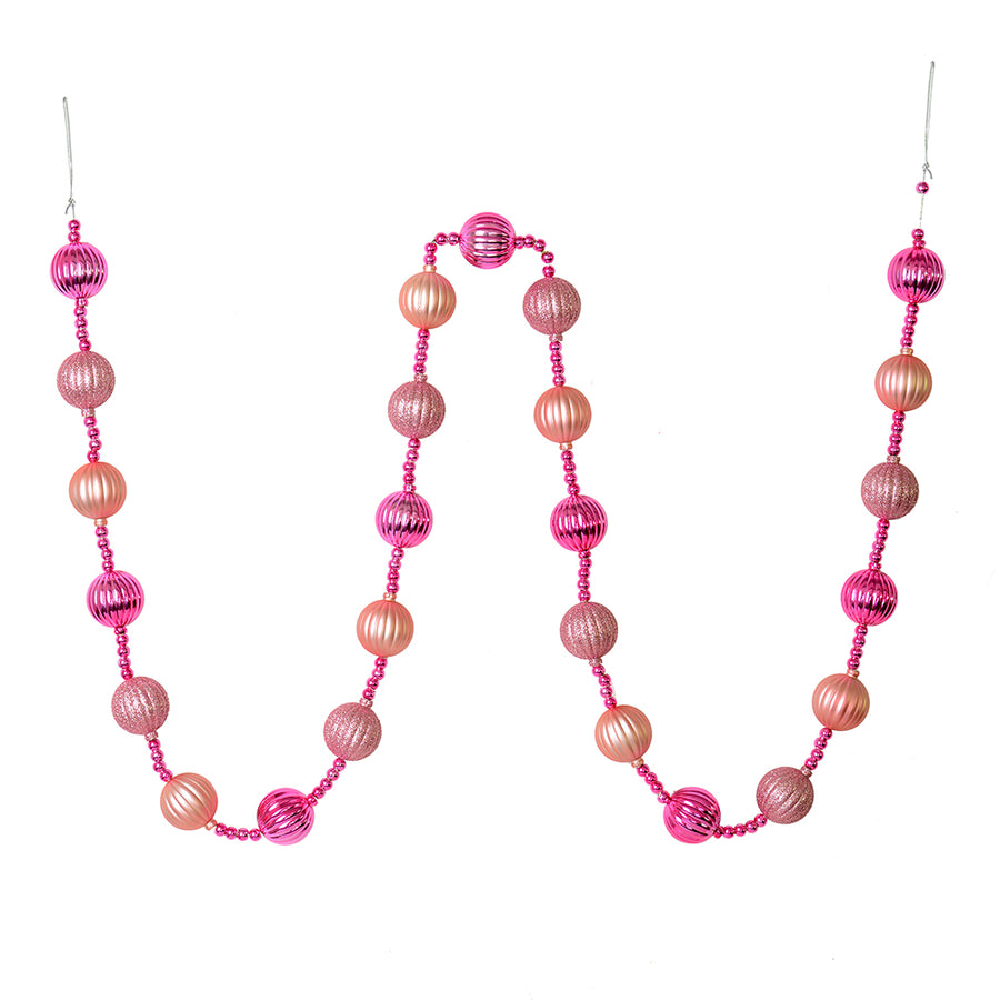 6' Mauve Stripe Ball Ornament Garland