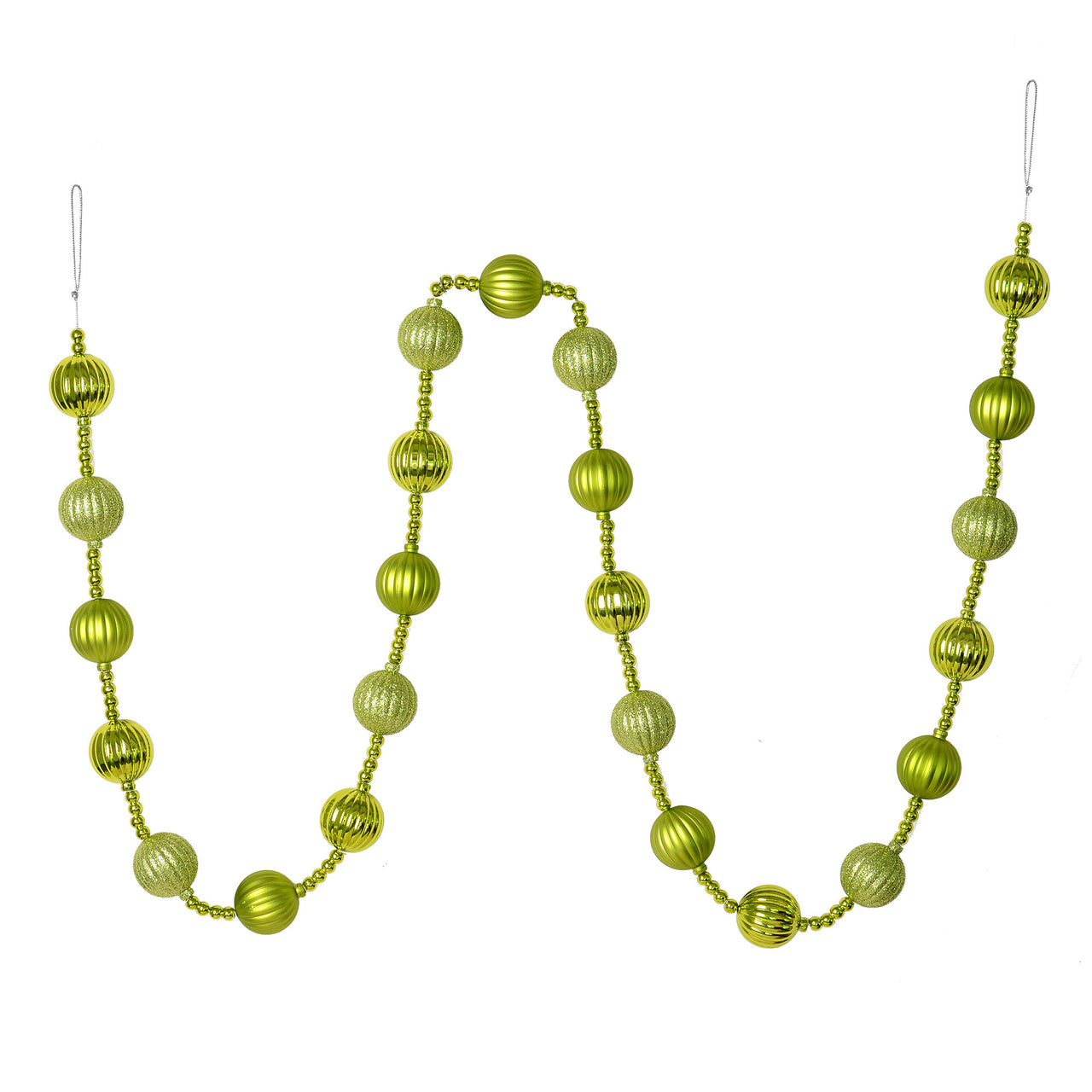 6' Lime Stripe Ball Ornament Garland