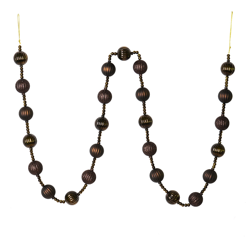 6' Chocolate Stripe Ball Ornamnt Garland