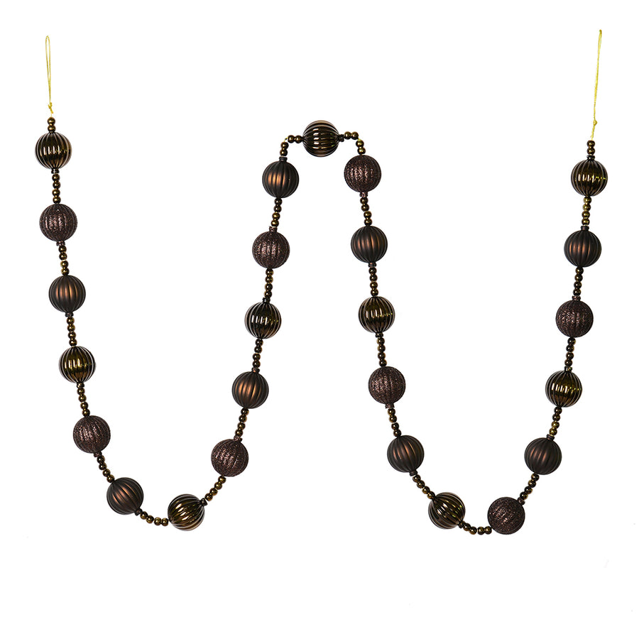 6' Chocolate Stripe Ball Ornamnt Garland