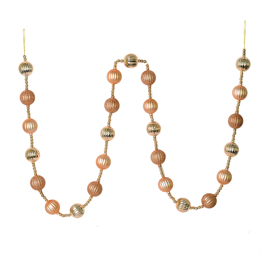6' Café Latte Stripe Ball Ornamnt Garlnd
