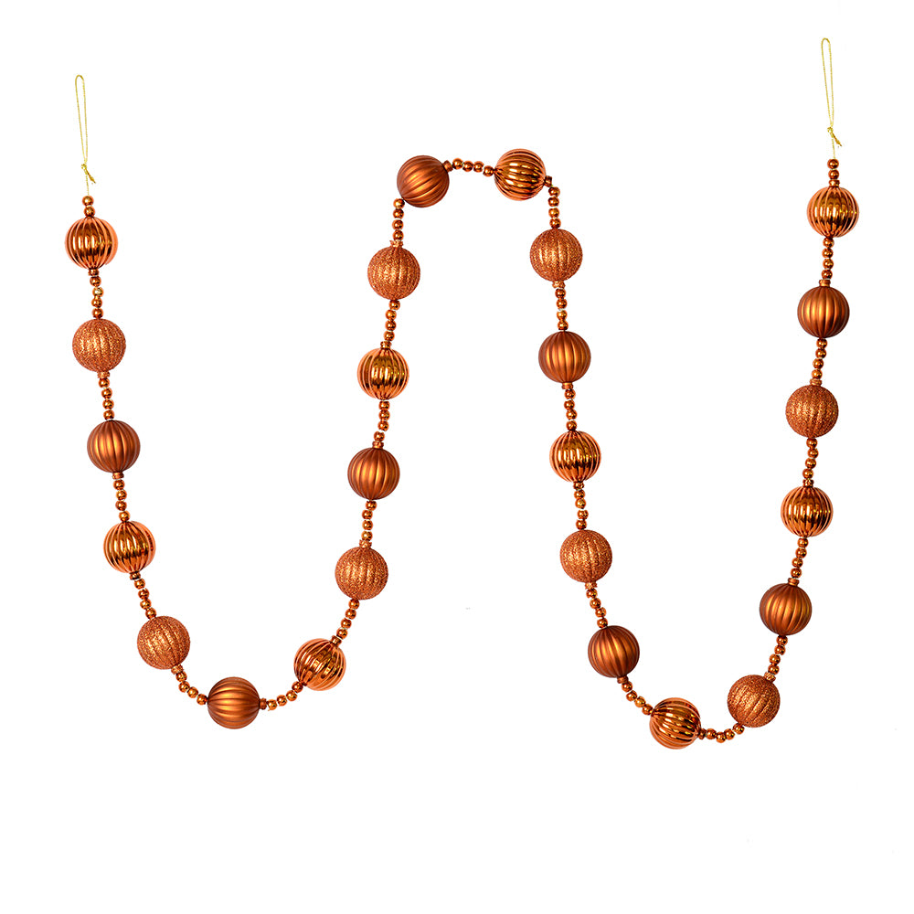 6' Copper Stripe Ball Ornament Garland