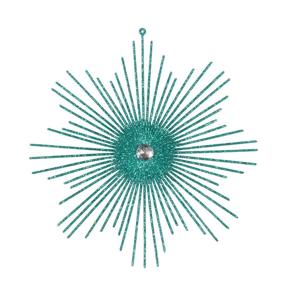 6.5" Teal Glitt Snowflake Burst