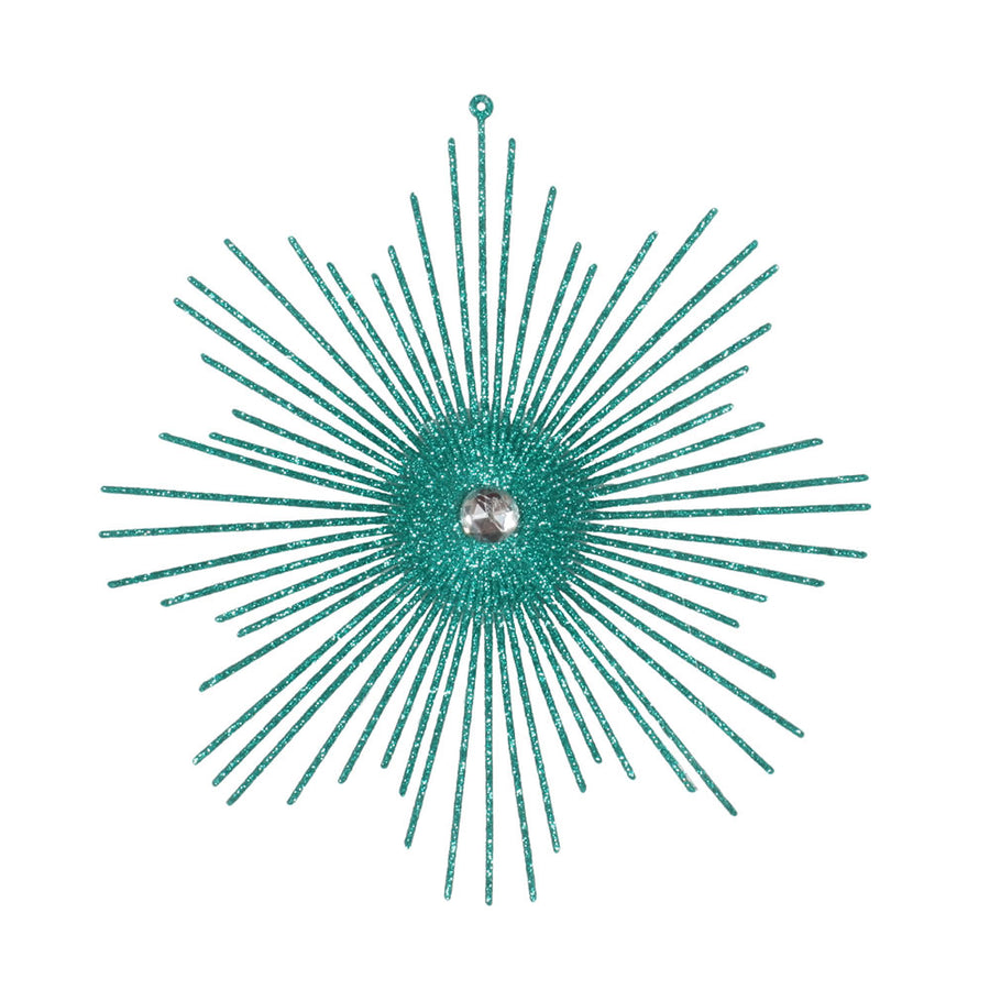 6.5" Teal Glitt Snowflake Burst