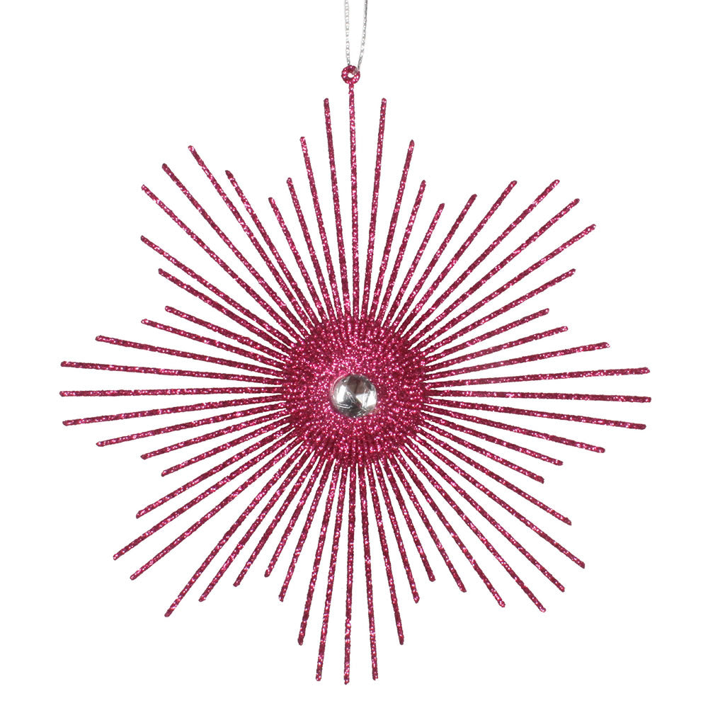 6.5" Fuchsia Glitt Snowflake Burst