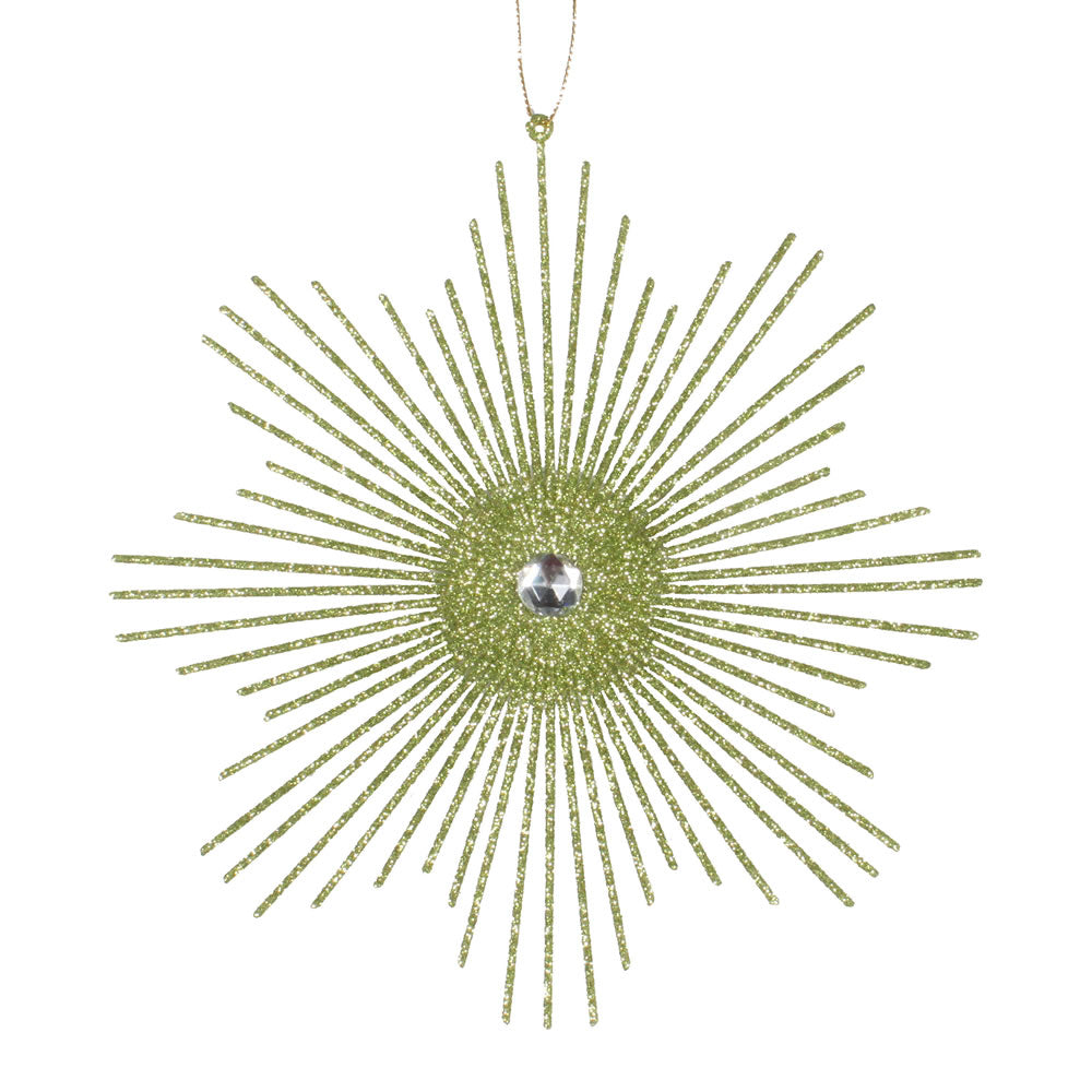 6.5" Lime Glitt Snowflake Burst