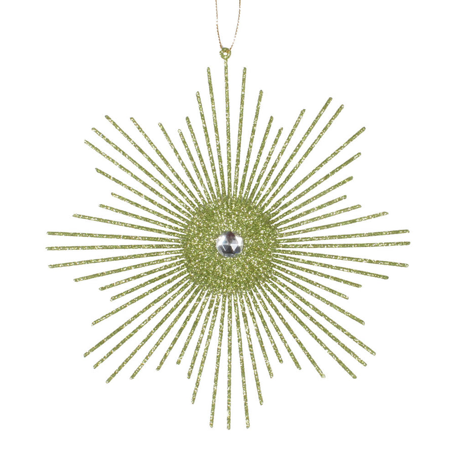 6.5" Lime Glitt Snowflake Burst