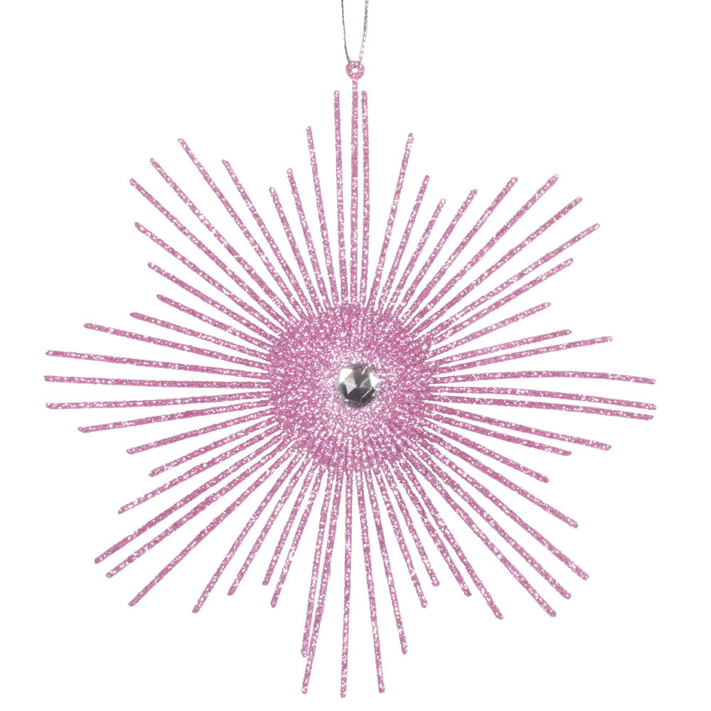 6.5" Pink Glitt Snowflake Burst