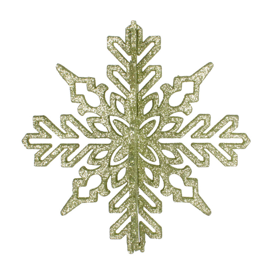 6" Celadon 3D Glitter Snowflake