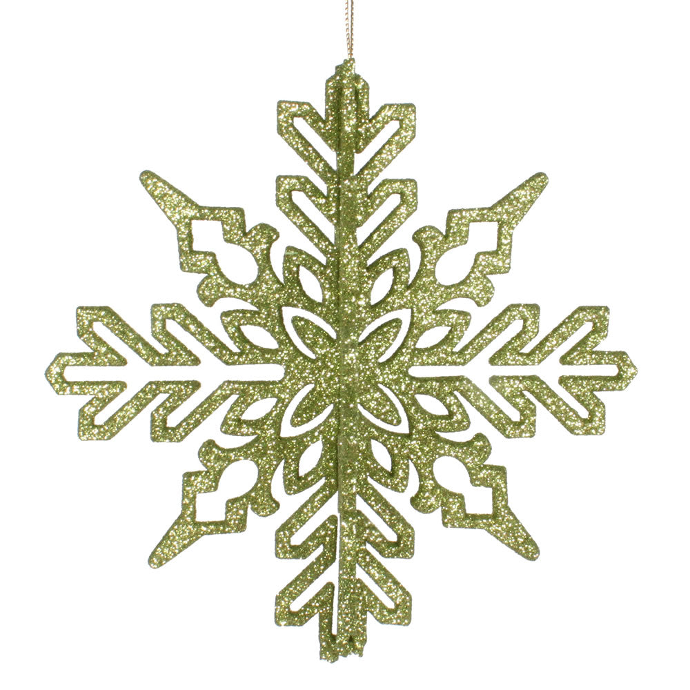 6" Lime 3D Glitter Snowflake