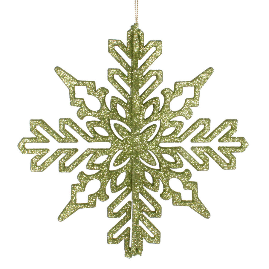 6" Lime 3D Glitter Snowflake