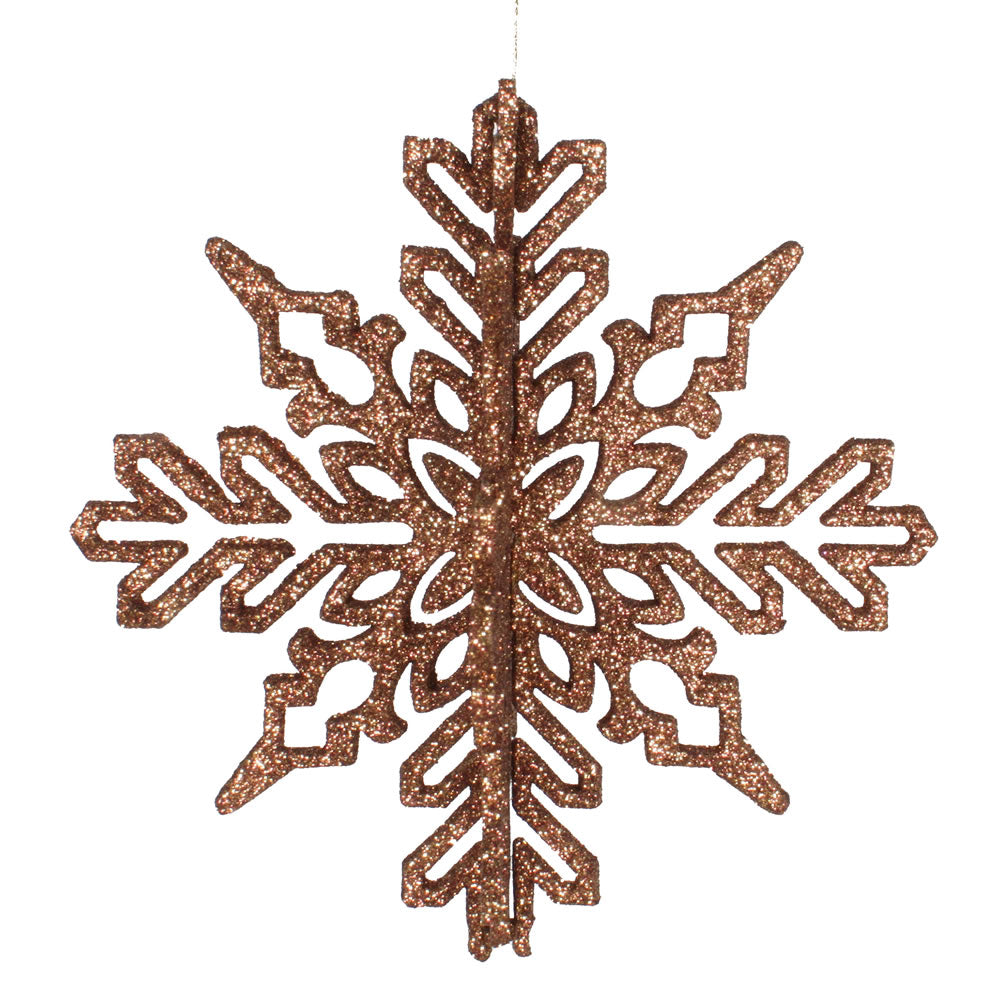 6" Mocha 3D Glitter Snowflake