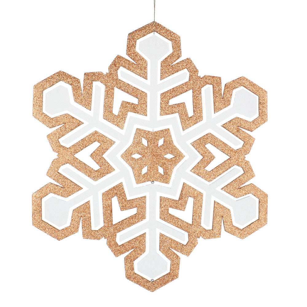 25" RoseGold/White 3D Foam Glitt Snowflk