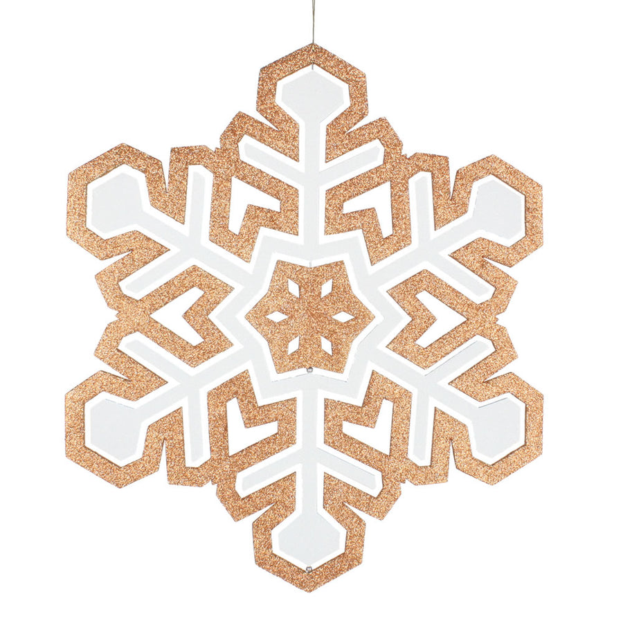25" RoseGold/White 3D Foam Glitt Snowflk