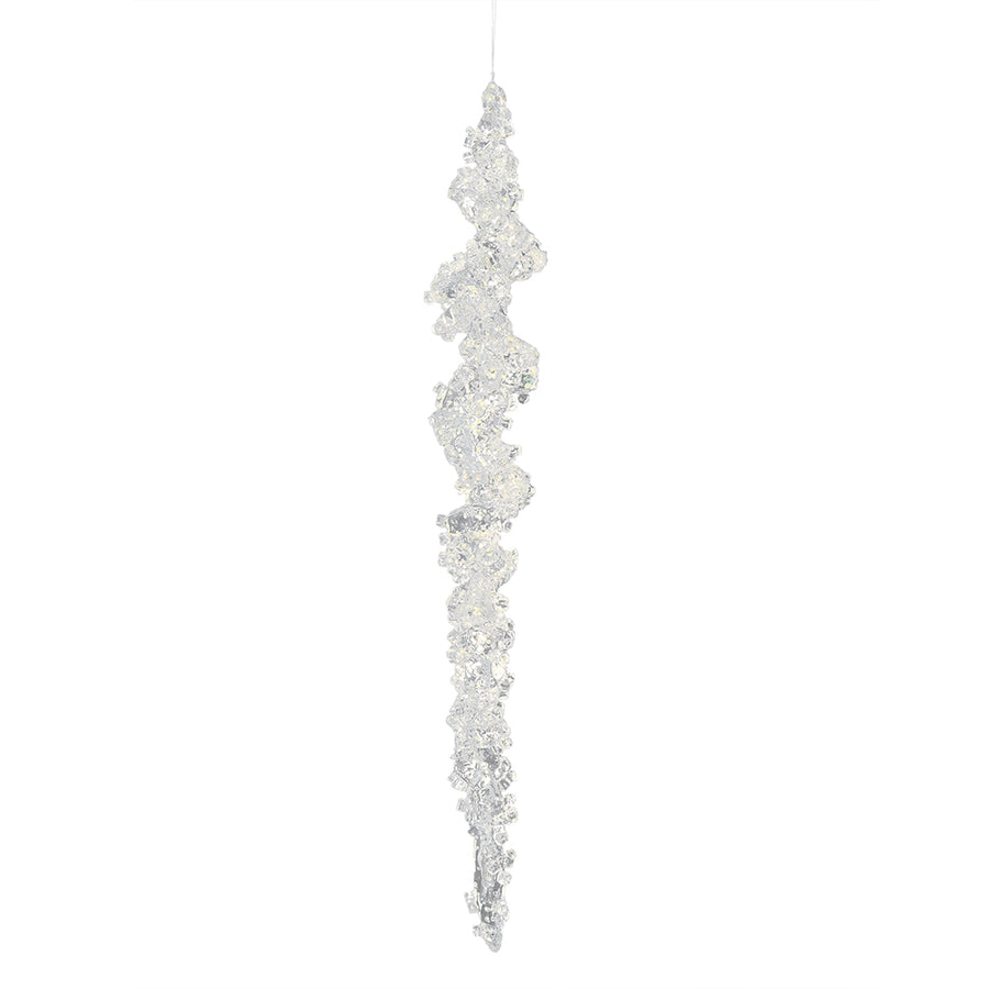 10" Clear Icicle w/ Silver Glitter