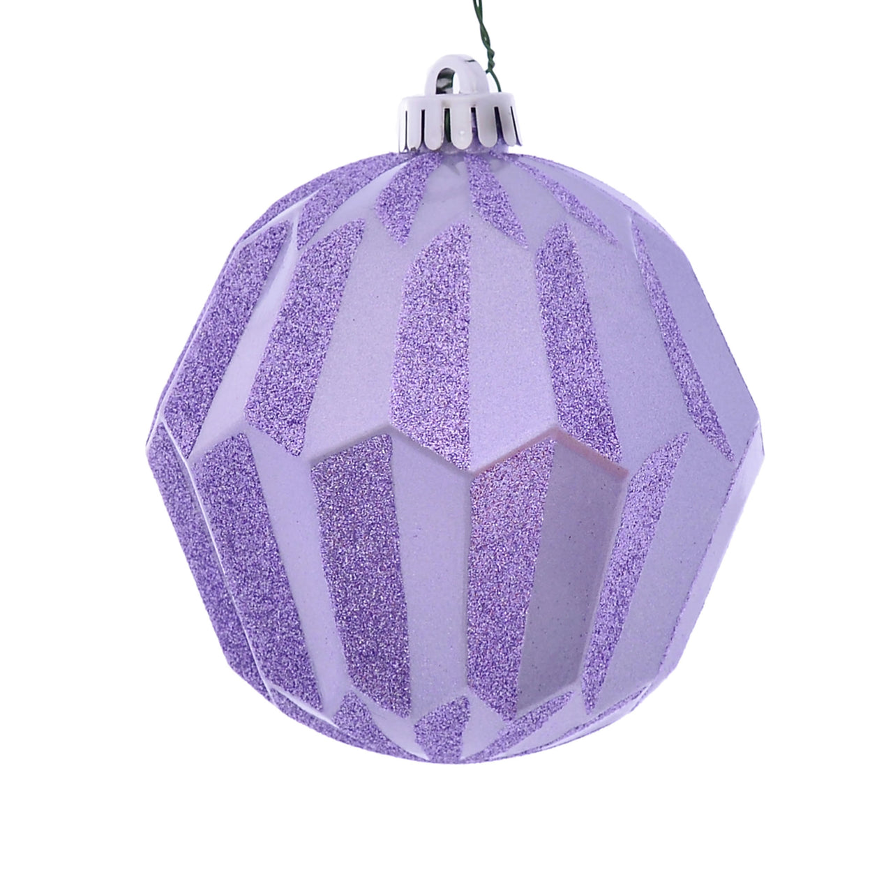 5" Lilac Glitter Faceted Orn