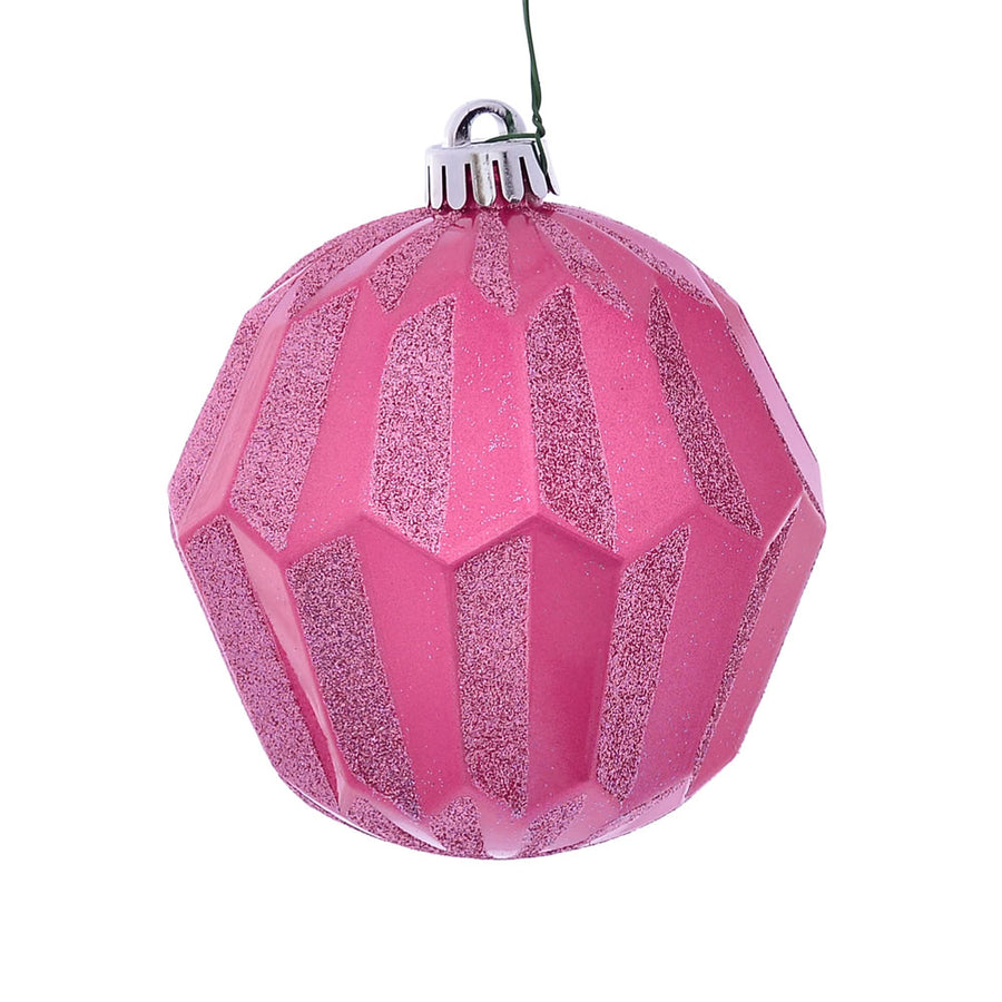 5" Mauve Glitter Faceted Ball Orn