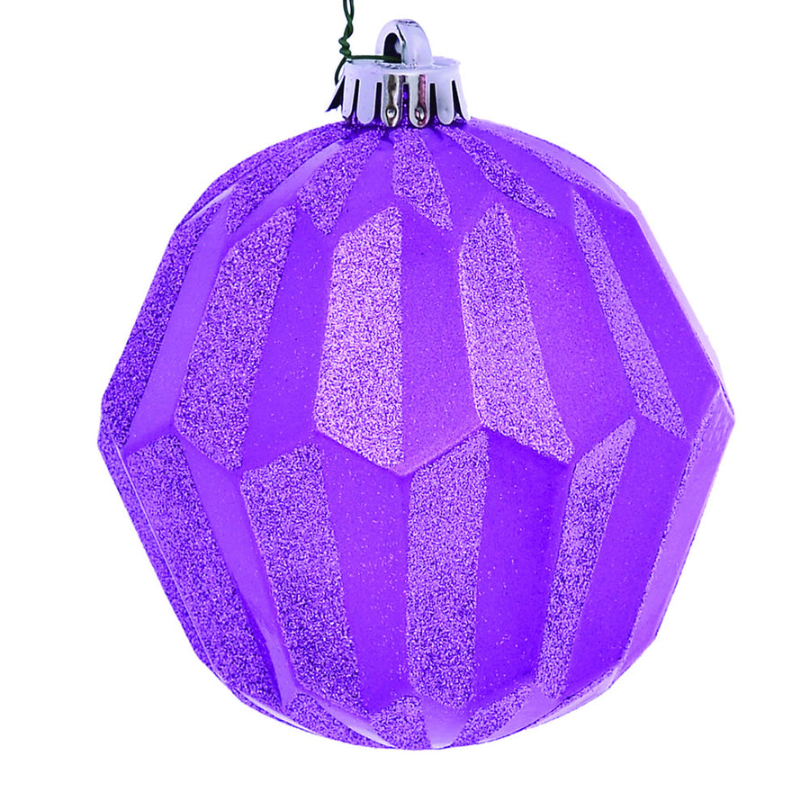 5" Orchid Glitter Faceted Ball Orn