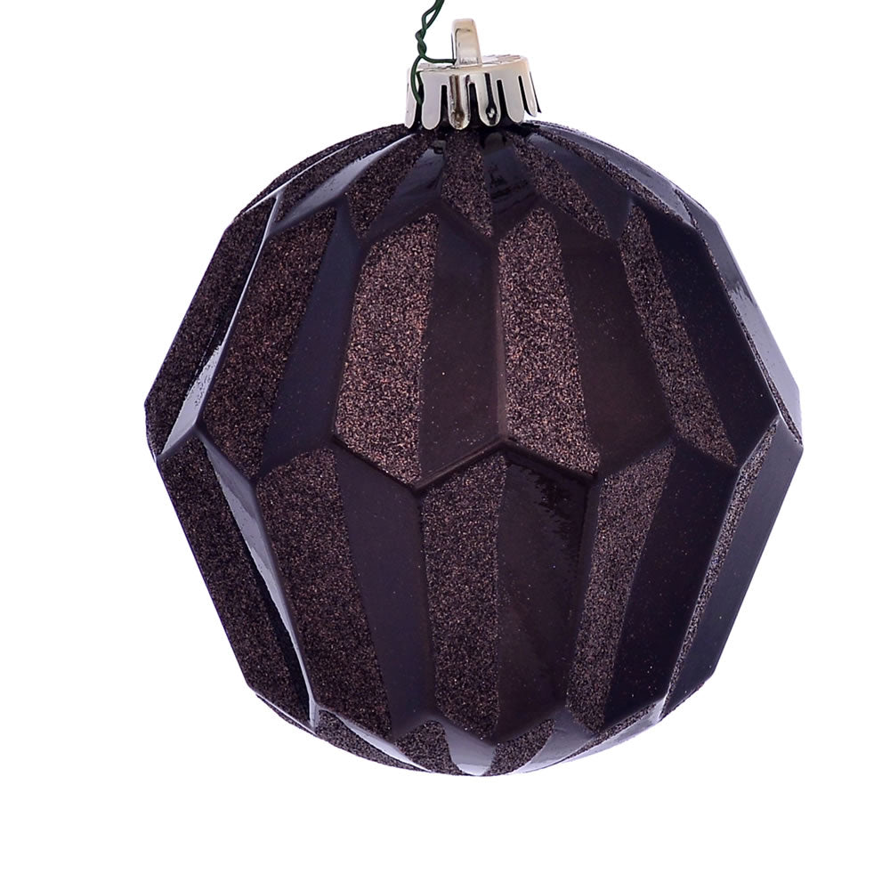5" Chocolate Glitter Faceted Orn