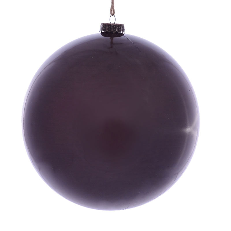 8" Burgundy Wood Grain Ball Orn