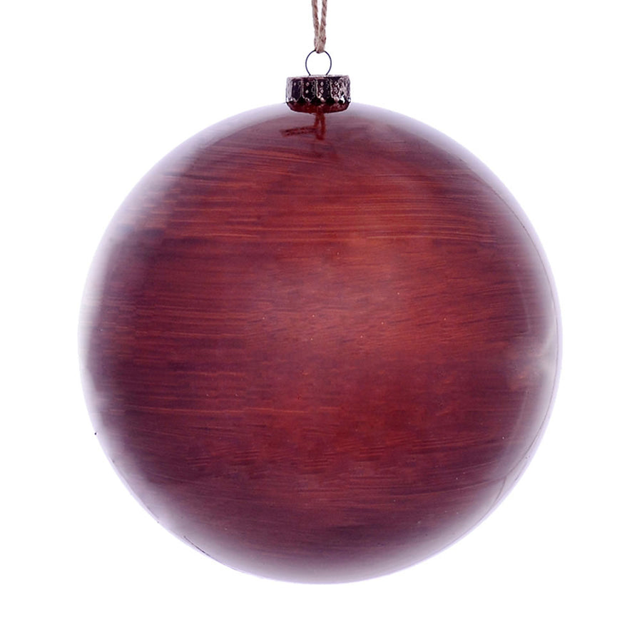 8" Copper Wood Grain Ball Orn