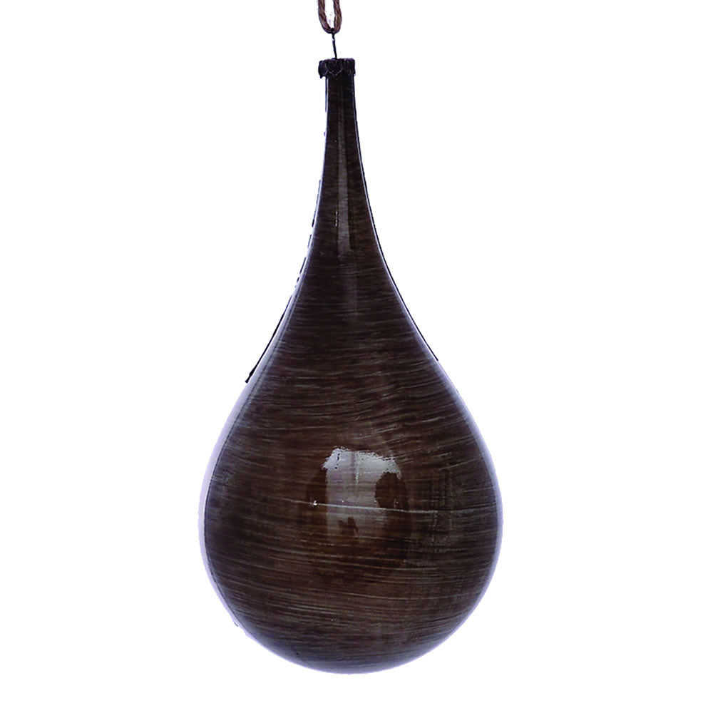 4" Pewter Wood Grain Teardrop Orn
