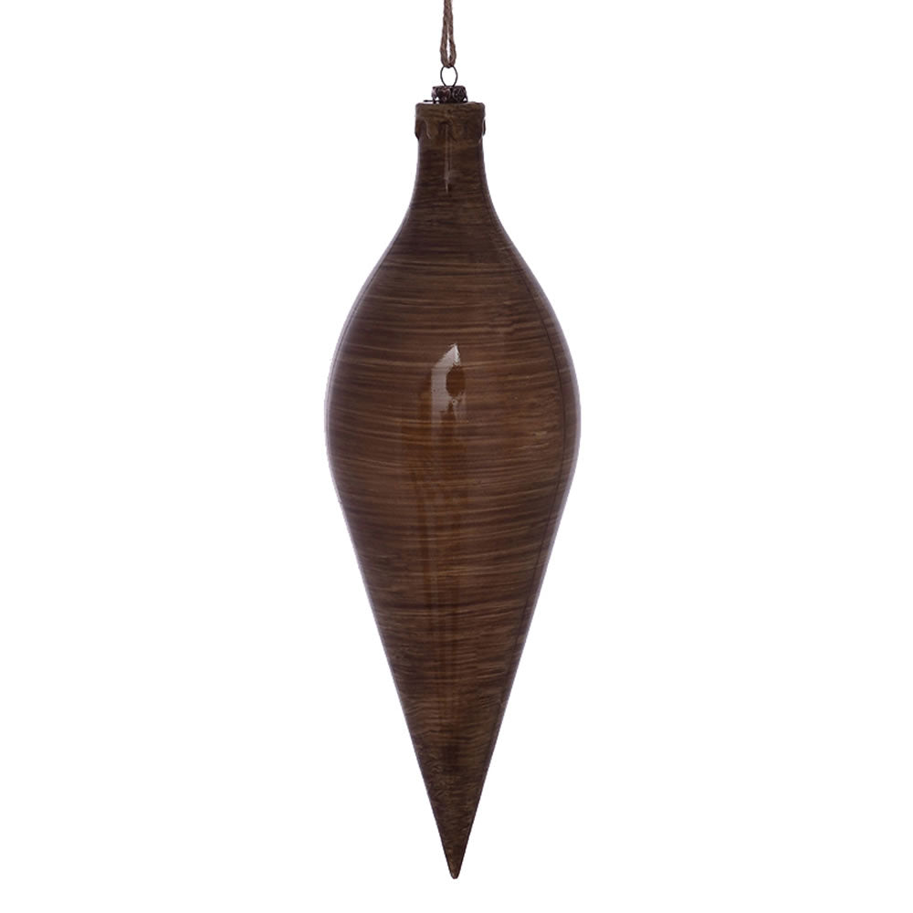 12" Brown Wood Grain Shuttle Orn