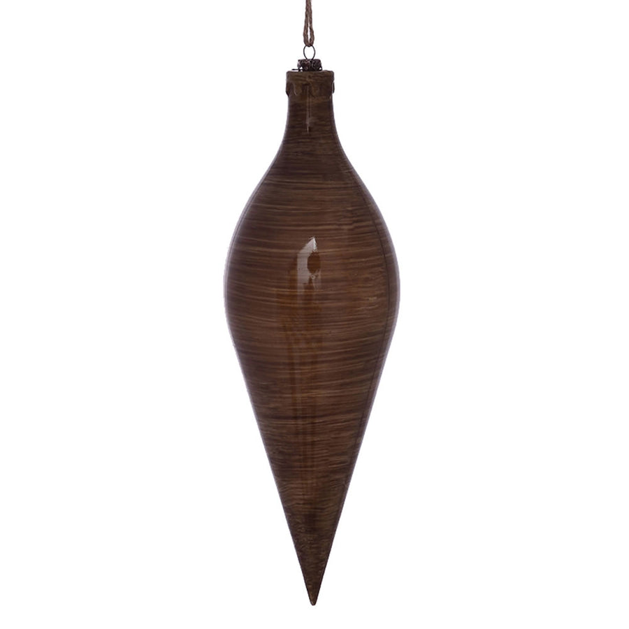 12" Brown Wood Grain Shuttle Orn