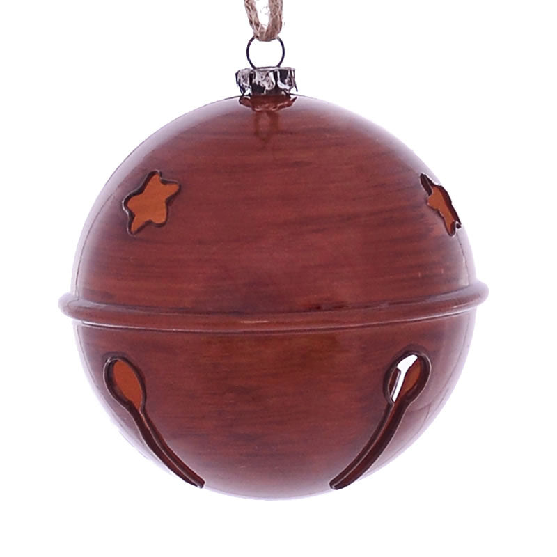 4" Copper Wood Grain Bell Orn