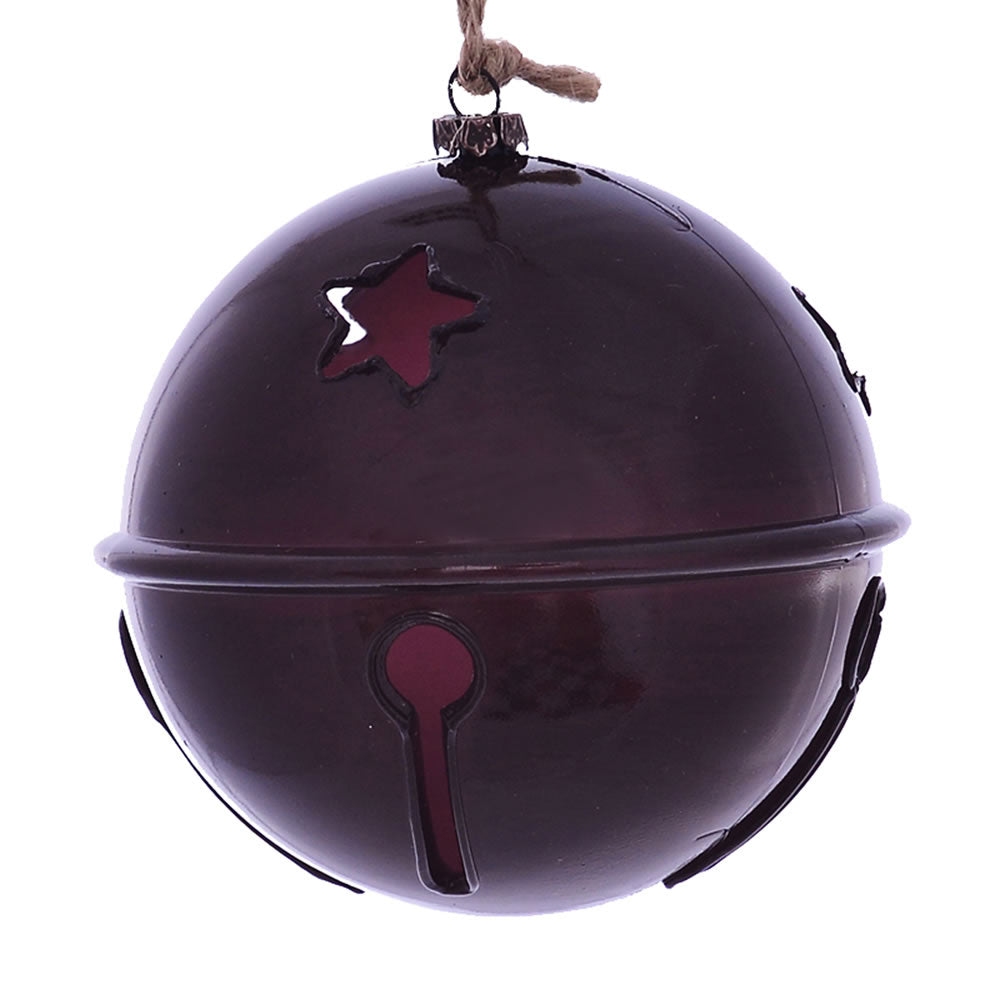 4.75" Burgundy Wood Grain Bell Orn