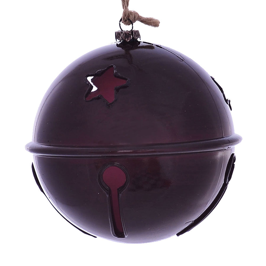 4.75" Burgundy Wood Grain Bell Orn