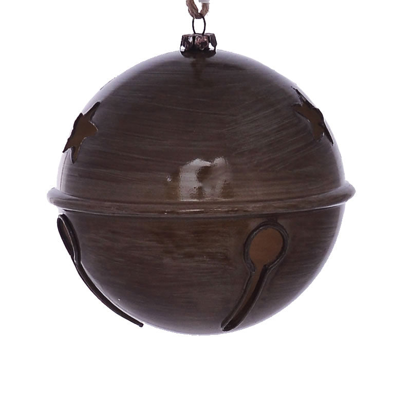 4.75" Pewter Wood Grain Bell Orn