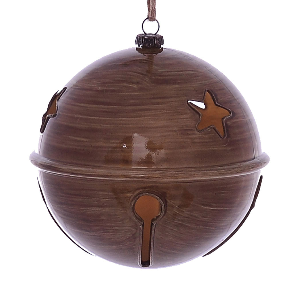 4.75" Brown Wood Grain Bell Orn