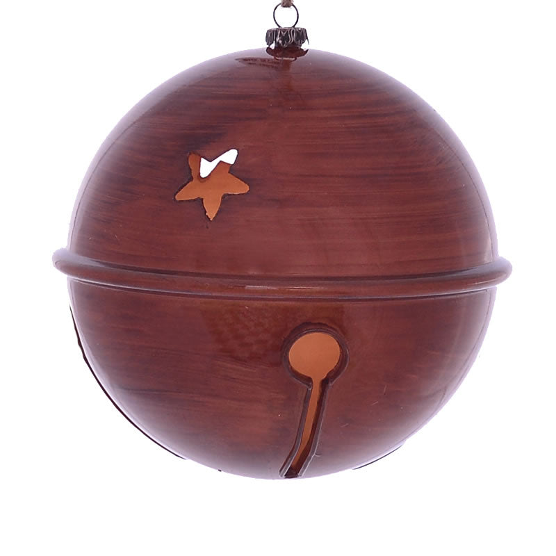 6" Copper Wood Grain Bell Orn