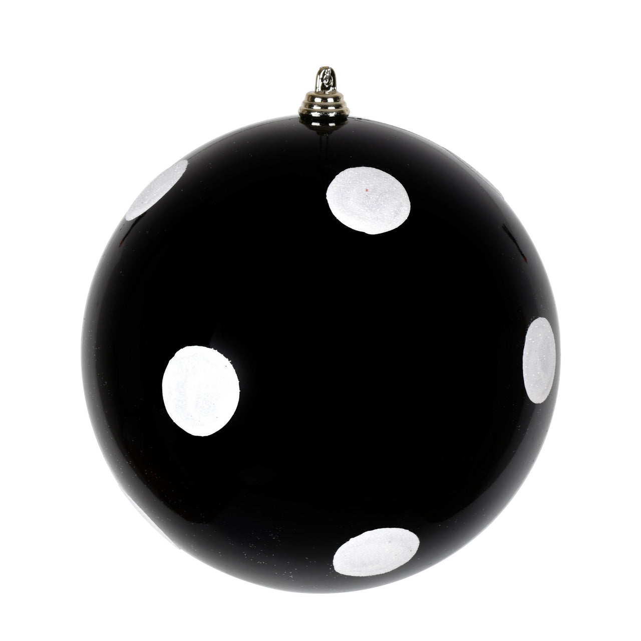 6" Black Candy Ball White Dots
