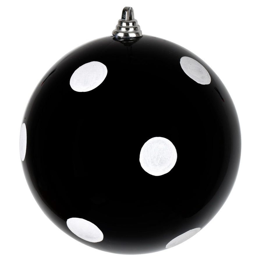 8" Black Candy Ball White Dots