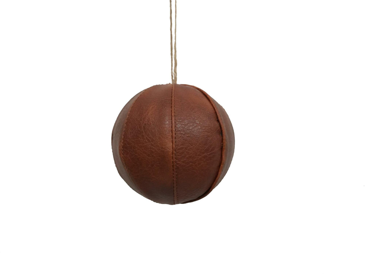 4" Mocha Brown Faux Leather Ball Orn 4/b