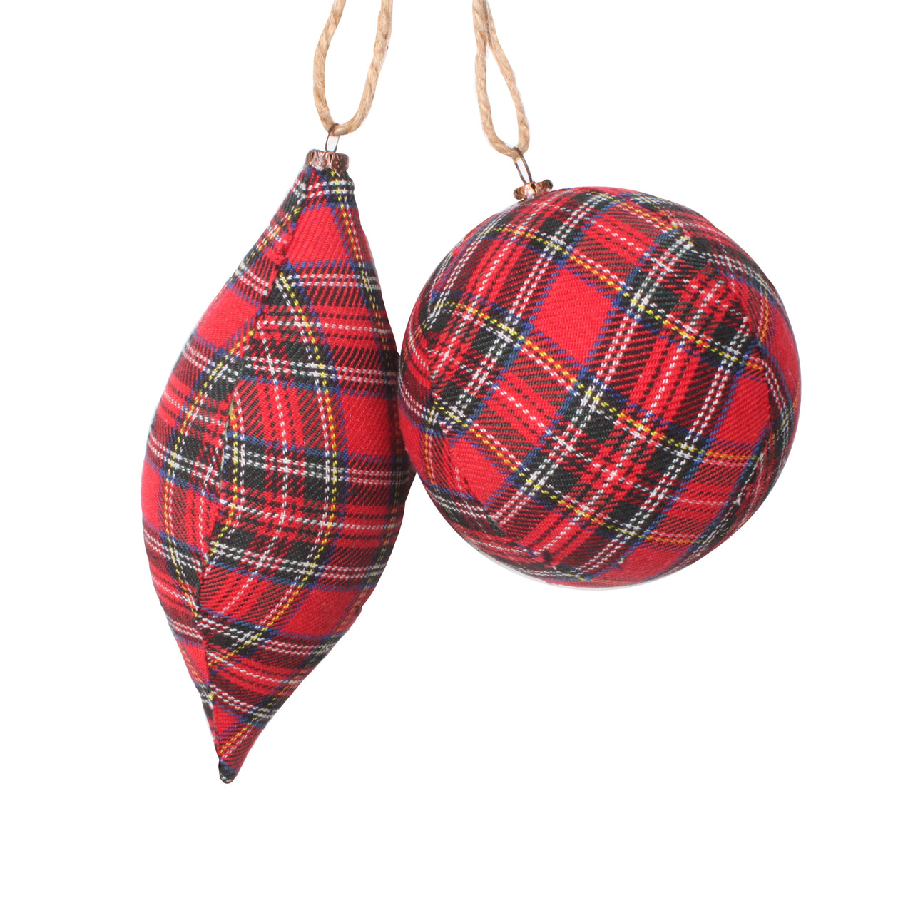 4"-7" Red Ball/Finial Plaid Orn