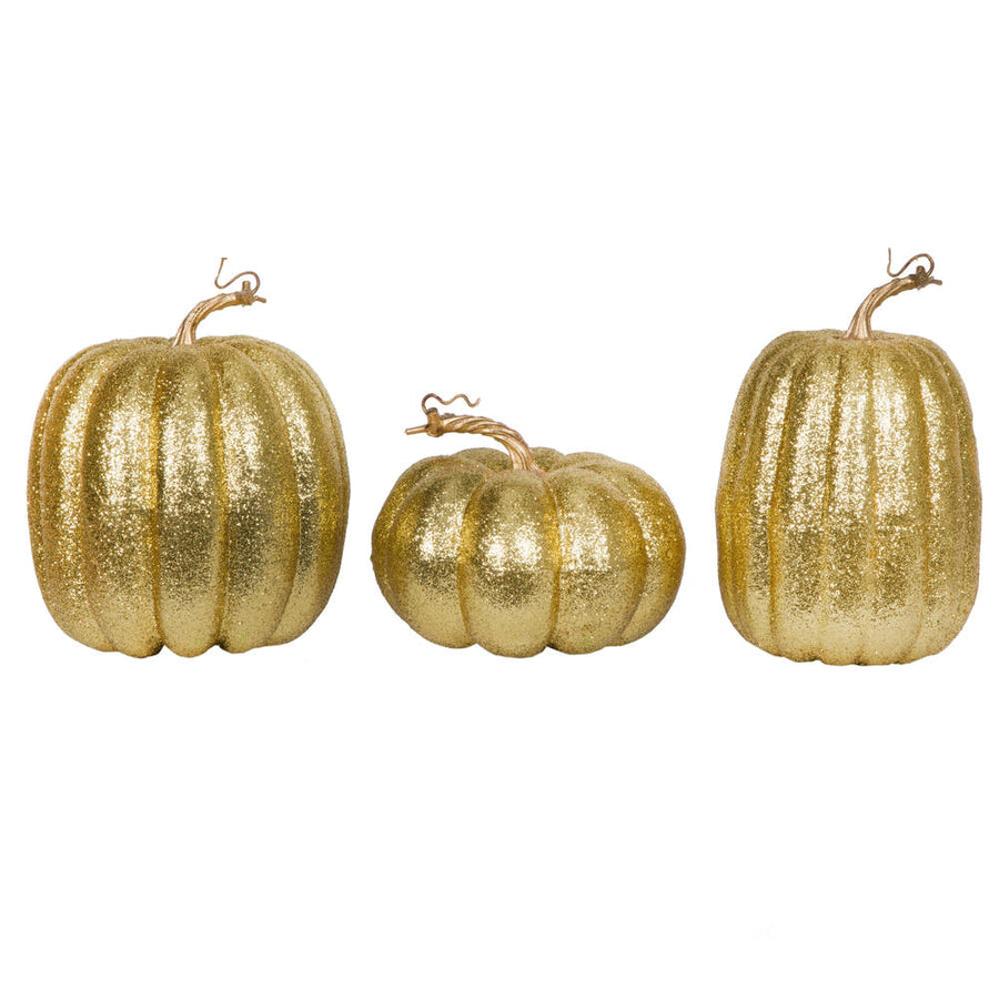 8" Gold Pumpkins Assorted Set of 3