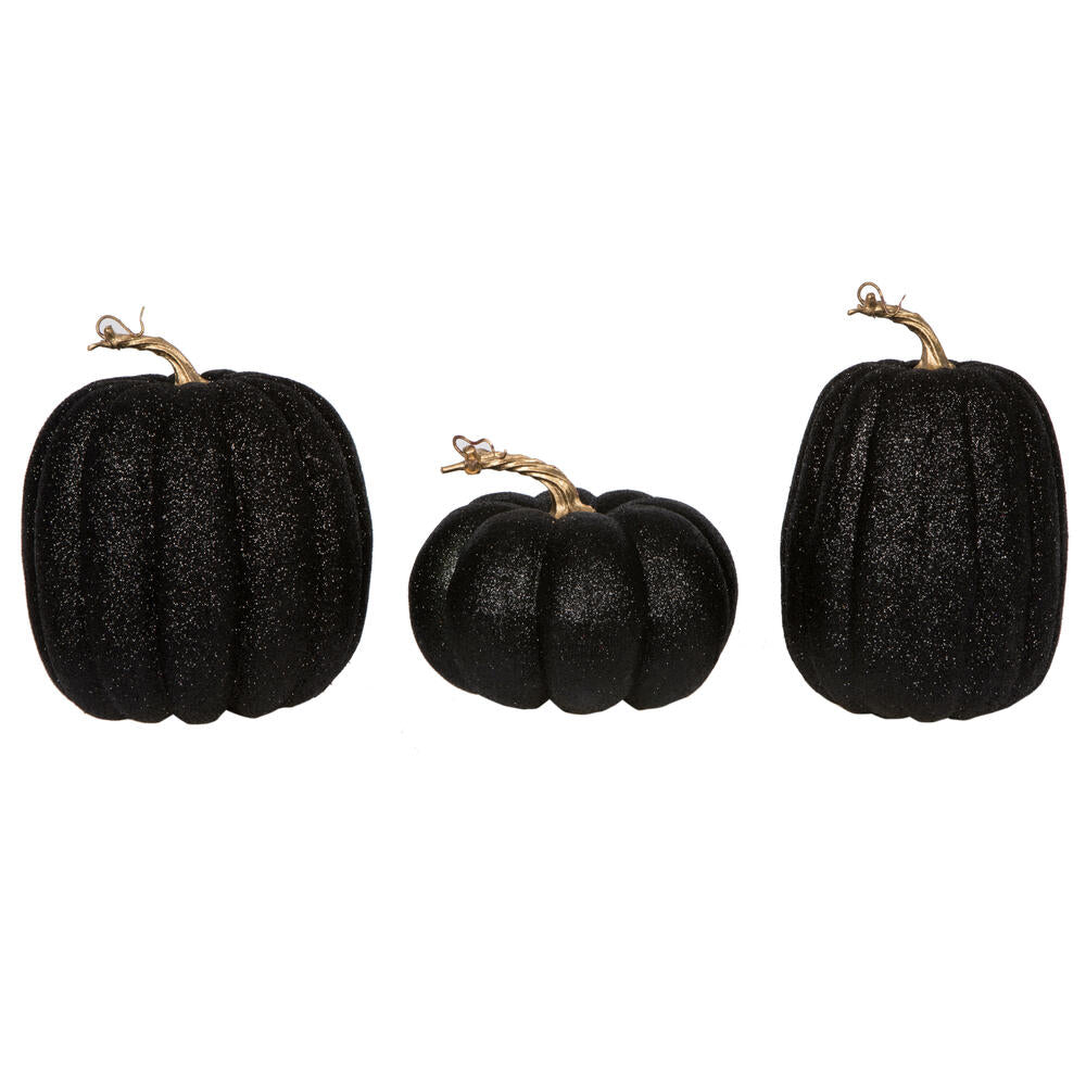 8" Black Pumpkins Assorted Set of 3