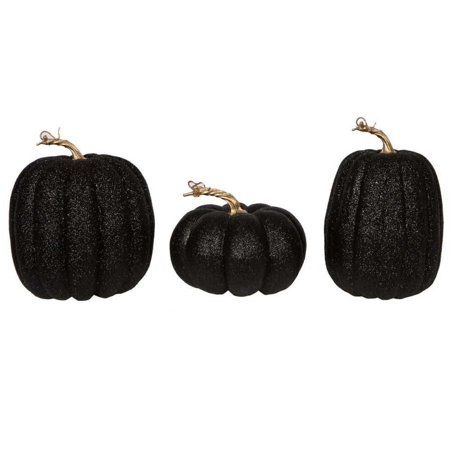 8" Black Pumpkins Assorted Set of 3